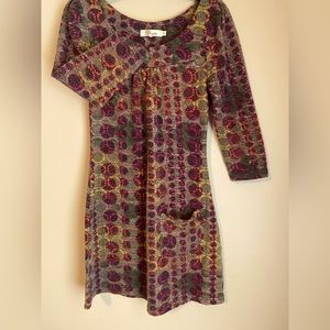 Psychedelic Super Unique 3/4 Sleeve Knit Mini Sz:Small